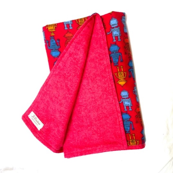 ROBOT PRINT BLANKET, Pure Cotton 2 Layer Flannel - Picture 2 of 4